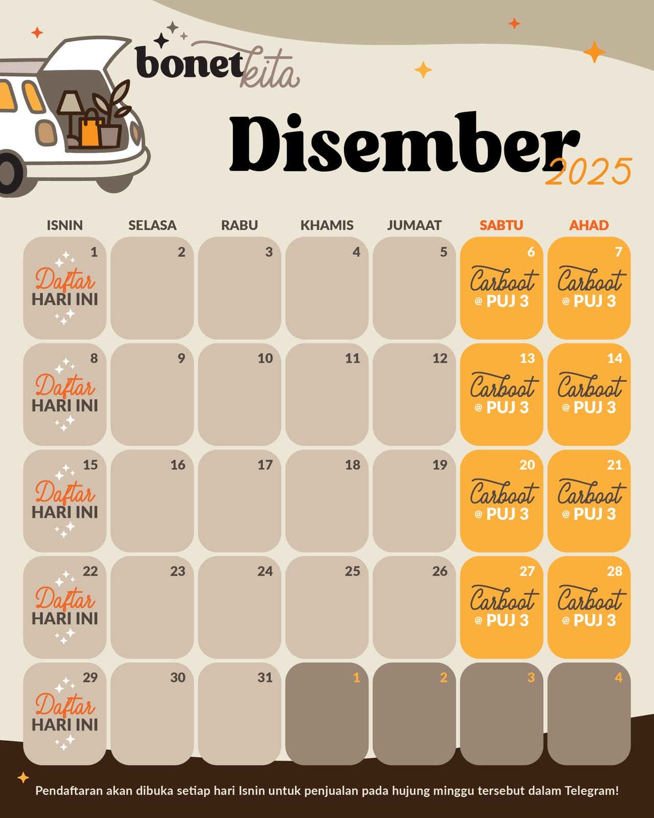 Bonet Kita Calendar - July 2025